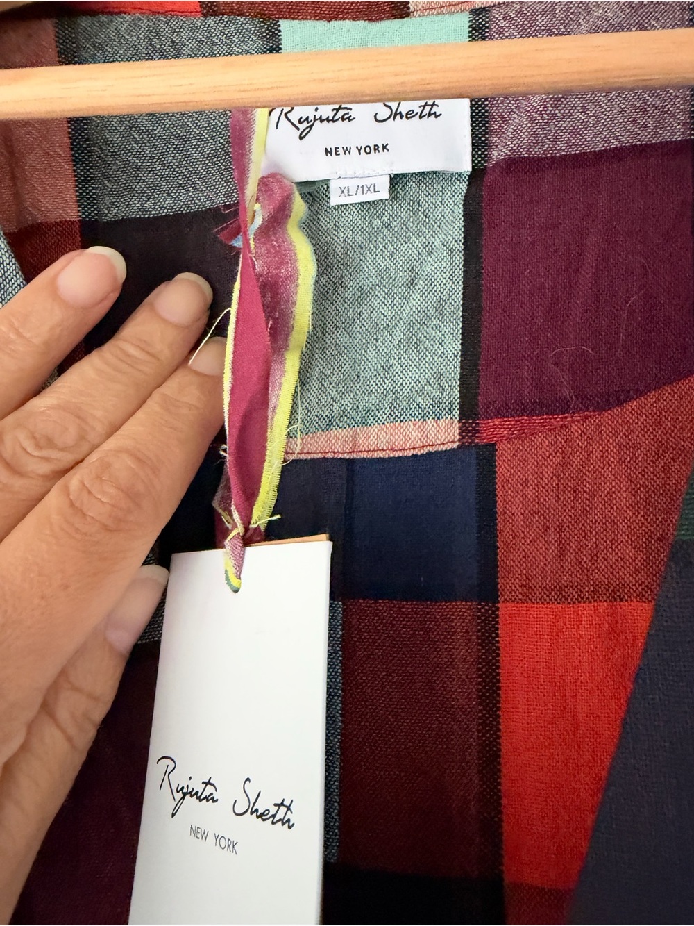 NWT Rujuta Sheth Tara Wrap Dress, Madras Chex,  Size XL/1X - Picture 6 of 8